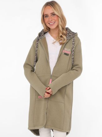 Zwillingsherz Jerseymantel ZWILLINGSHERZ Wild and Free, Damen, Gr. L/XL (L/XL), gr&uuml;n (khaki), Obermaterial: 50% Baumwolle, 50% Polyester, comfort fit ca. Mitte Ober