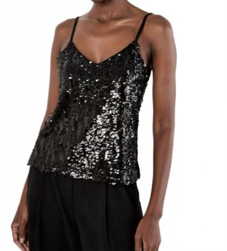 Apricot Sequin Cami Top In Black