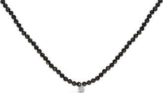 House of Brilliance Sterling Silver Diamond Accent Black Spinel Bead Station Necklace