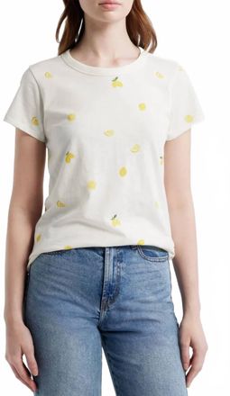 Rag & Bone Lemon Print Cotton Tee In White