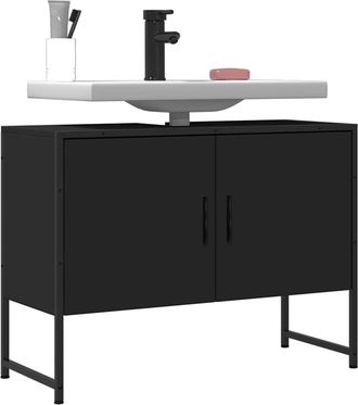 vidaXL Armario De Lavabo De Ba&ntilde;o Madera Ingenier&iacute;a Negro 80x33x60 Cm Vidaxl
