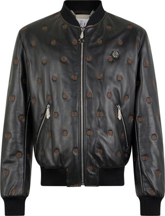 Philipp Plein Embroidered Nappa Leather Bomber Monogram Monogram