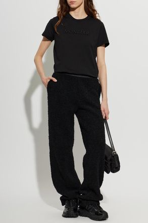 Moncler Embroidered Logo T-shirt, Womens, Black