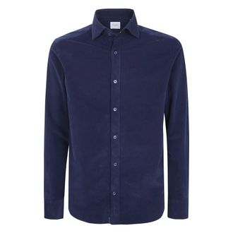 Tintoria Mattei Camisa de terciopelo de canal&eacute; fino - Shirts - Hombre - Azul - 3XL