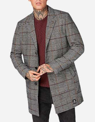 Tom Tailor Mens TOM TAILOR Mens Trench Over Coat Wool Winter Long Jacket Formal Office Outwear - Grey - Size: 38/Regular