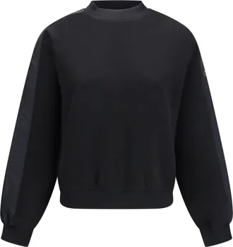 Moose Knuckles Womens Crewneck Sweater Mix Media Black Cotton Sweatshirts