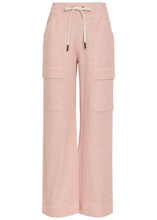 Moncler Logo-appliqu&eacute;d Linen-blend Sweatpants - Light Pink - XS (UK 8 / XS)