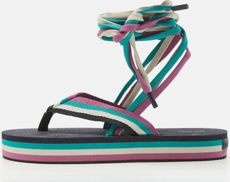 Isabel Marant Multicolor Canvas Tuoni Striped Thong Sandals