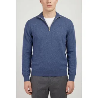 Brunello Cucinelli Blue Wool Zip Sweater, Brand Size 60 (US Size 50)