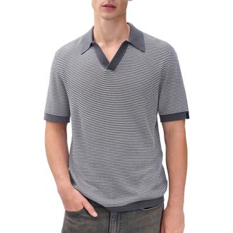 Rag & Bone Harvey Chevron Johnny Collar Polo in Wet Iron at Nordstrom Rack, Size Xx-Large
