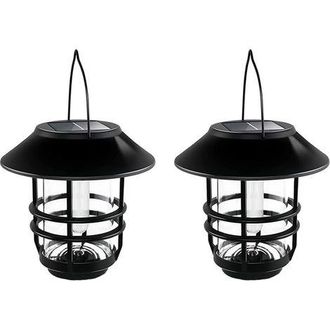 OEM Juego De 2 L&aacute;mparas Solares, De Vidrio/metal, Impermeables, Negras/transparentes