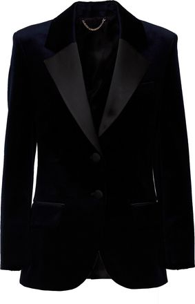 Victoria Beckham Single Breasted Satin Detail Velvet Jacket