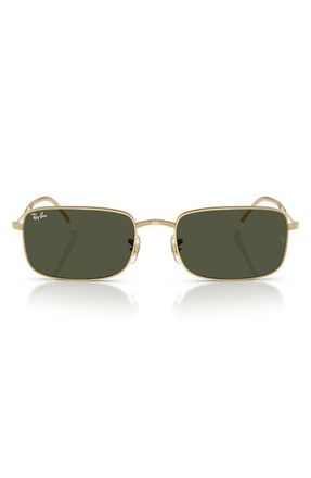 Ray-Ban 56mm Rectangular Sunglasses in Gold Flash at Nordstrom