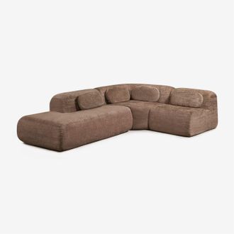 Sklum Sof&aacute; Modular Rinconera De 3 Piezas Con Div&aacute;n Izquierdo En Chenilla Envasado Al Vac&iacute;o Merida Sklum