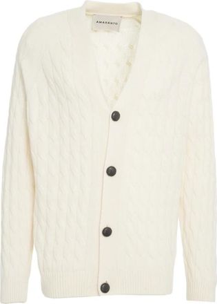 Amaranto Klassieke Kabeltrui Cardigan Aw 25 - Heren - Vesten - Wit - 2XL - Wol - Truien & Vesten