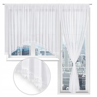 OEM Juego De Cortinas Y Visillos Guipura Para Balc&oacute;n, Sal&oacute;n Y Dormitorio, 400x145 Y 200x250