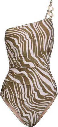 Change of Scenery Kara One Shoulder Ring Trim One-Piece Swimsuit in Serengeti at Nordstrom, Size X-Small