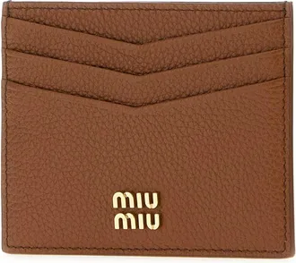 Miu Miu Womens Camel Leather Card Holder Cognac Portafogli Wallet