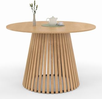 IDMarket Tavolo Da Pranzo Rotondo Per 6 Persone Carmen Con Gambe A Doghe In Legno E Piano In Legno Da 110 Cm
