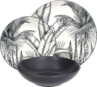 Tognana Servizio Piatti 18 Pezzi Malindi - Porcellana Nera Decorata - Linea Madison