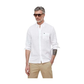 Lacoste Camicia in Lino Regular Fit - - Shirts - Uomo - Bianco - M