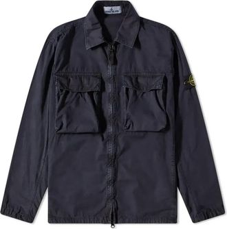 Stone Island Brushed Cotton 2-Pocket Shirt Jacket Navy 7615114WN-V0120