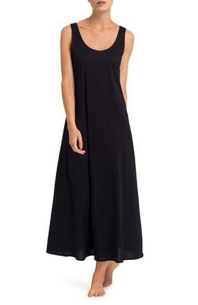 Hanro Cotton Deluxe Long Tank Gown in Black at Nordstrom, Size X-Small