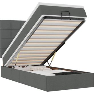 vidaXL Estructura Cama Otomana Colch&oacute;n Tela Gris Oscuro 90x190cm Vidaxl