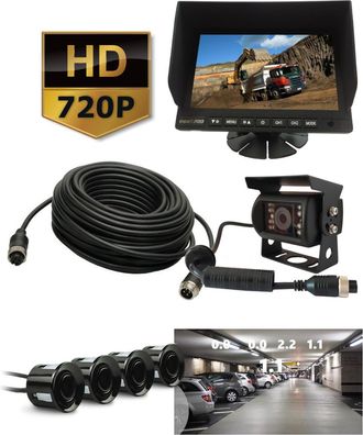OEM Conjunto: Monitor Ahd De 7 Pulgadas + C&aacute;mara 720p + Cable De 10 M + Sensores De V&iacute;deo De Marcha Atr&aacute;s De 4 Pines Y 720p