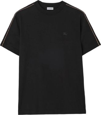 Burberry Check Piping Katoenen T-shirt - Heren - T-shirts - Zwart - 2XL - Katoen - Tops