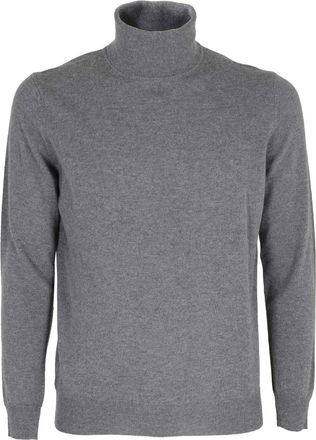 KANGRA Grey Geelong Wool Turtleneck Sweater