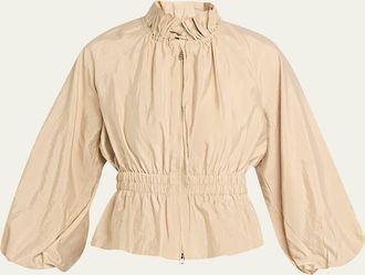Cinq &agrave; Sept Deana Ruffled-Collar Nylon Peplum Jacket