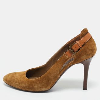 Ralph Lauren Collection Ralph Lauren Brown Suede SIde Buckle Round Toe Pumps Size 39