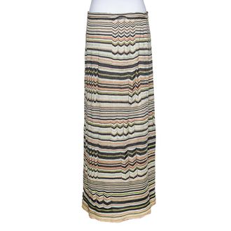 M Missoni Multicolored Stripe Perforated Knit Skirt