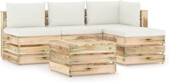 vidaXL Muebles De Jard&iacute;n 5 Pzas Con Cojines Madera Impregnada Verde Vidaxl