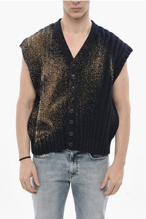 Maison Margiela MM0 Sleeveless Wool Cardigan With Coated Details size Xs