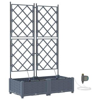 Berkfield Home Garden Planters with Water Irrigation System 2 pcs Light Grey