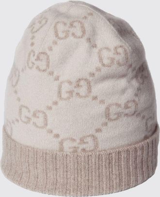 Gucci Beanie in puro cashmere con motivo monogram GG e risvolto