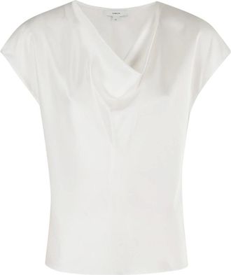 Vince Blusa in seta con scollo ad anello - - Tops - Donna - Bianco - M