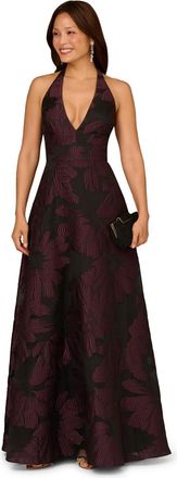 Adrianna Papell Womens Aidan Organza Jacquard Long Dress - Purple - Size 10 UK