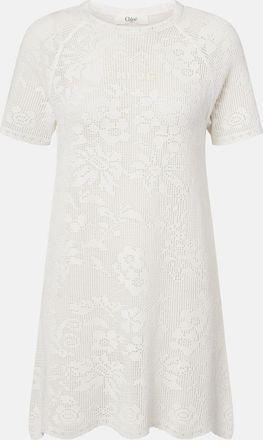 Chlo&eacute; Chlo&eacute; Pointelle scalloped cotton minidress