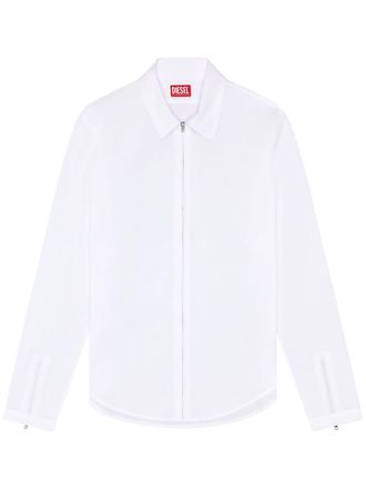 Diesel S-Stuck logo-embroidered poplin shirt - men - Cotton/Elastane - 44 - White