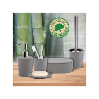 Spirella Spirella - Set De 5 Accesorios De Ba&ntilde;o En Fibra De Bamb&uacute; Takeo Gris