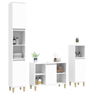 Berkfield Home Durable 3 Piece Bathroom Furniture Set White Engineered Wood