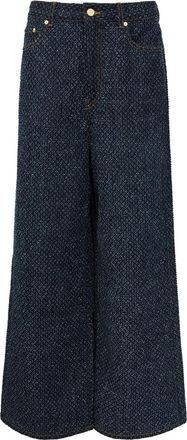 Ganni Textured Tweed Wide-leg Jeans - Denim - 27 (W27 / UK8-10 / S)
