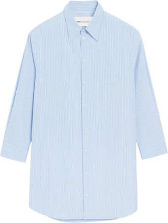 Ami Kleedjes - Dames - Shirt Kleedjes - Blauw - XS - Leer - Kleedjes