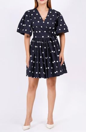 Leota Alena Mini Wrap Dress in Small Polka Black White at Nordstrom, Size Xx-Large