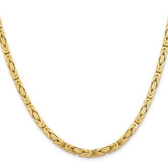 Diamond2Deal 10k Yellow Gold 4mm Byzantine Chain Necklace
