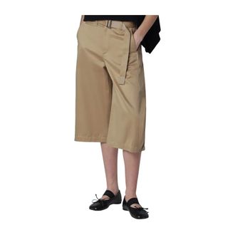 sacai Cropped Trousers, female, Beige, Size: M Cotton Chino Pants