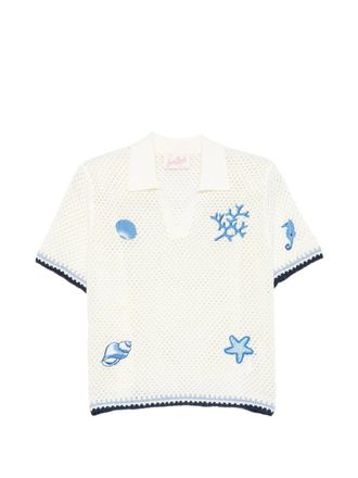 MC2 Saint Barth White Open-Knit Sea Motifs Top